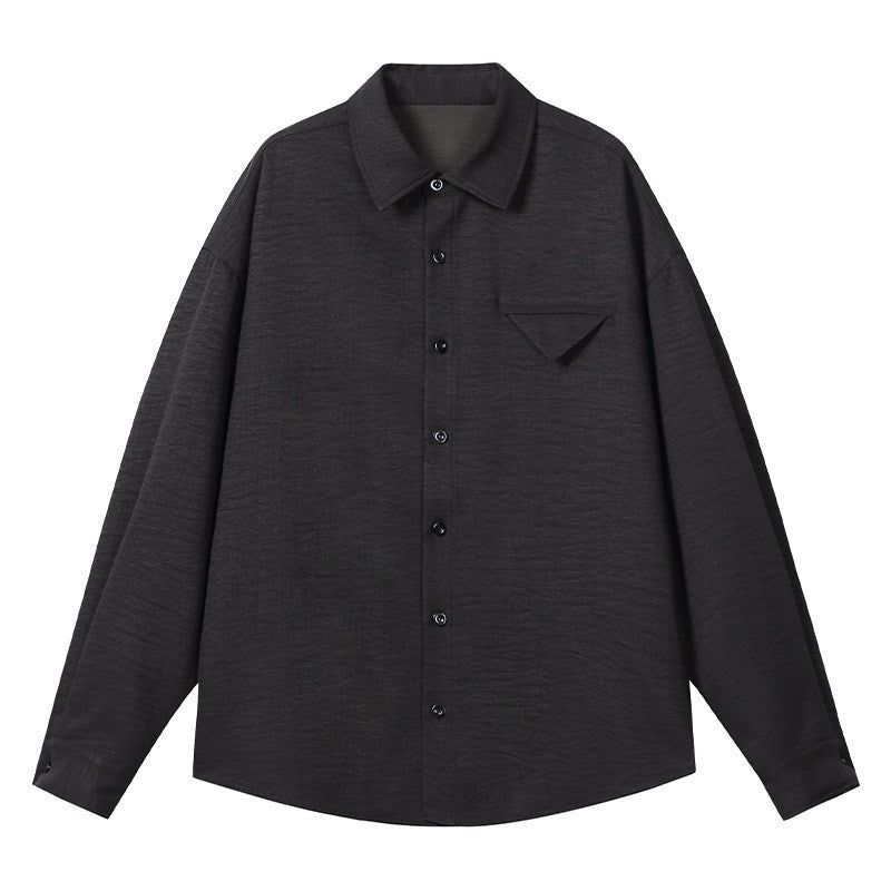 Herren Leichtes Texturiertes Overshirt mit Hemdkragen und Brustklappen-Tasche Echo Archiv