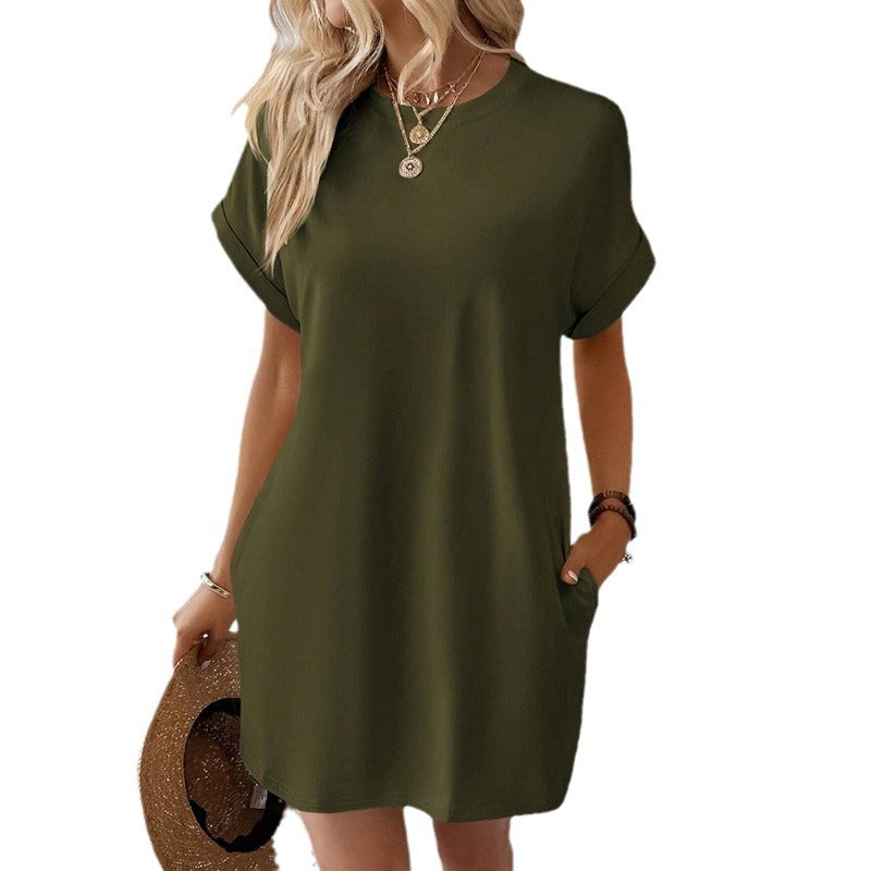 Damen Lockeres T-Shirt-Kleid mit praktischen Taschen und lässigem Design Echoarchiv
