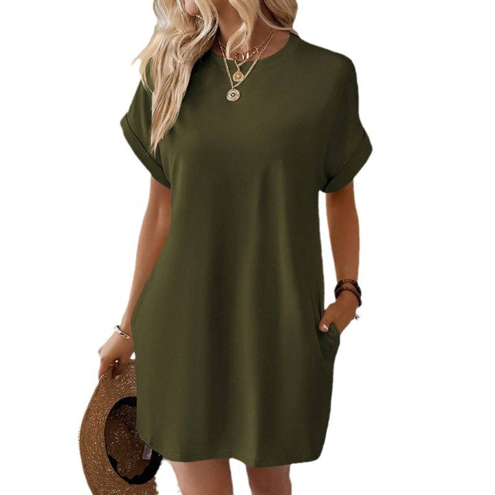 Damen Lockeres T-Shirt-Kleid mit praktischen Taschen und lässigem Design Echoarchiv