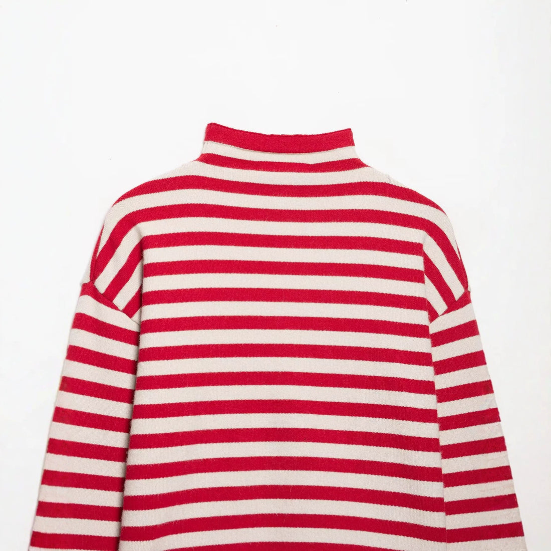 Damen Gestreifter Cropped Strick-Cardigan mit Stehkragen Echoarchiv