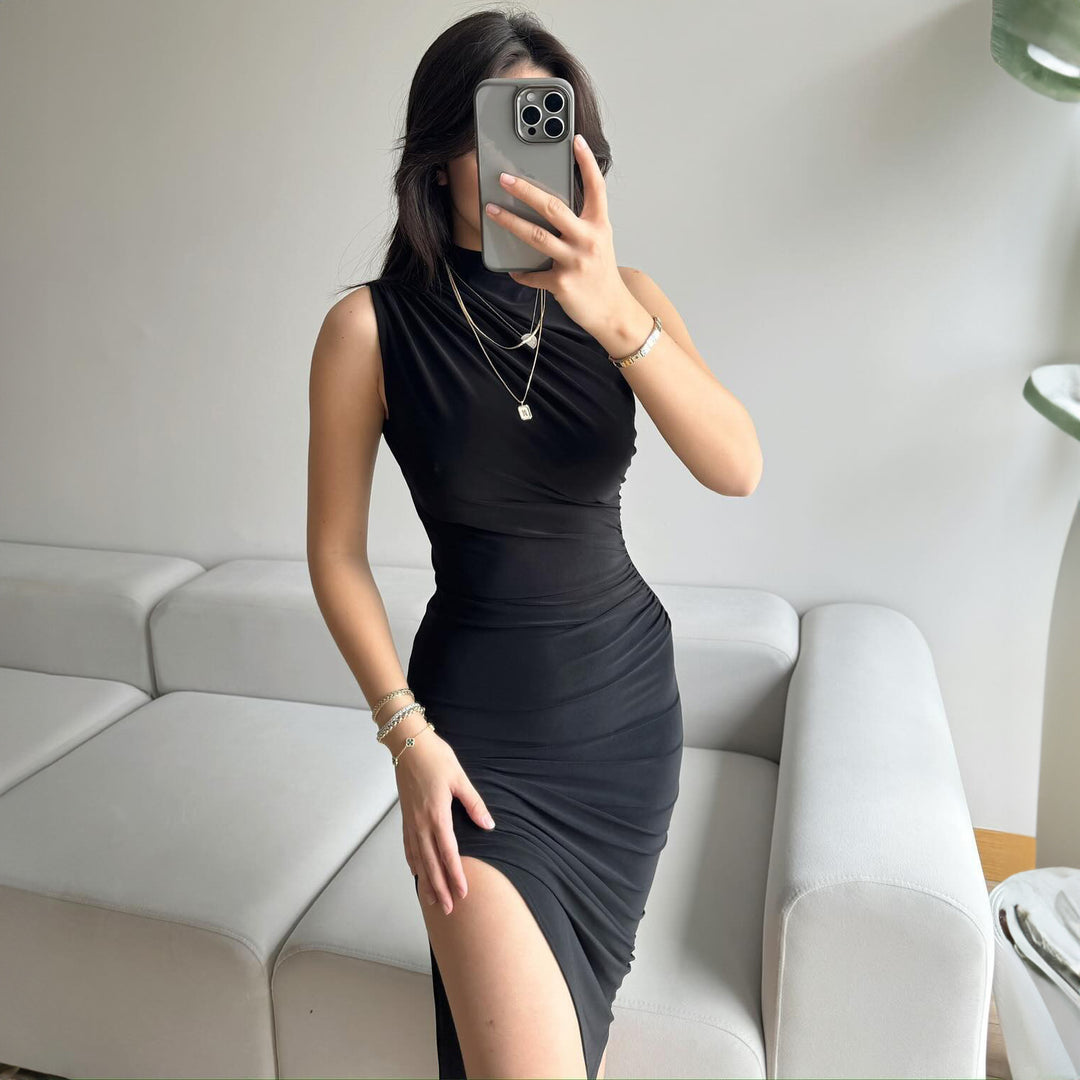 Damen Elegantes Wickelkleid mit figurbetontem Schnitt und hohem Schlitz Echo Archiv
