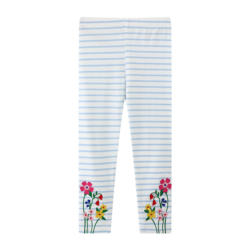 Mädchen Leggings mit buntem Blütenstickdesign Echo Archiv
