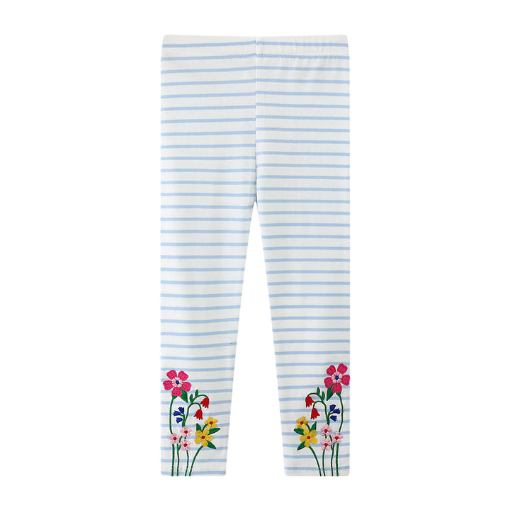 Mädchen Leggings mit buntem Blütenstickdesign Echo Archiv