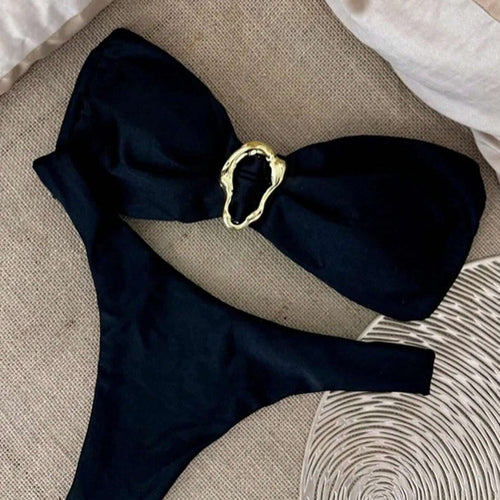Damen Bikini mit modischem Knotendesign und elegantem Goldakzent Echo Archiv