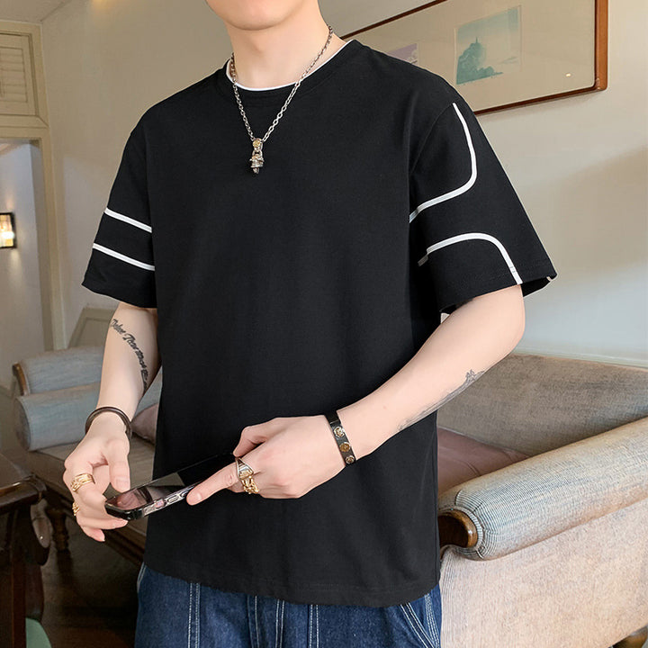 Herren Oversize-T-Shirt aus Baumwollmix mit Kontrastpaspelierung und Dropped-Shoulder Echo Archiv