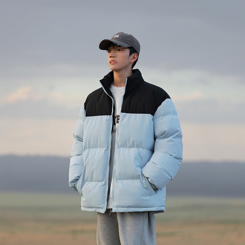 Herren Oversize-Steppjacke mit Colourblock-Schulter, hoher Stehkragen & windabweisender Wattierung Echoarchiv