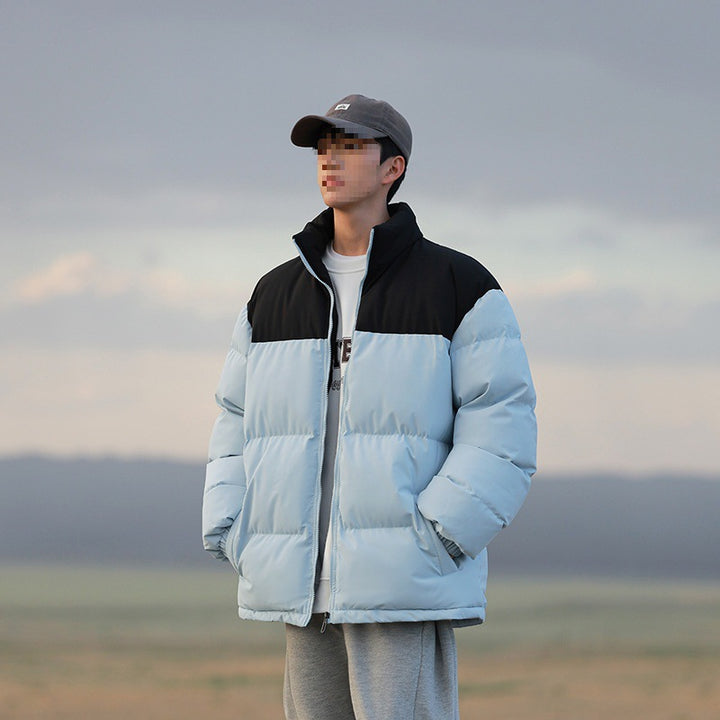 Herren Oversize-Steppjacke mit Colourblock-Schulter, hoher Stehkragen & windabweisender Wattierung Echoarchiv