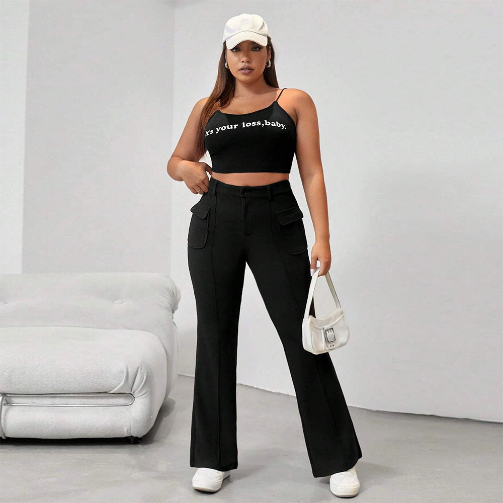 Damen Flared Hose mit praktischen Seitentaschen und elastischem Bund Echo Archiv