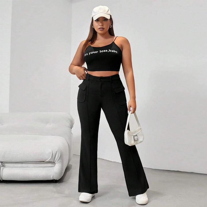 Damen Flared Hose mit praktischen Seitentaschen und elastischem Bund Echo Archiv