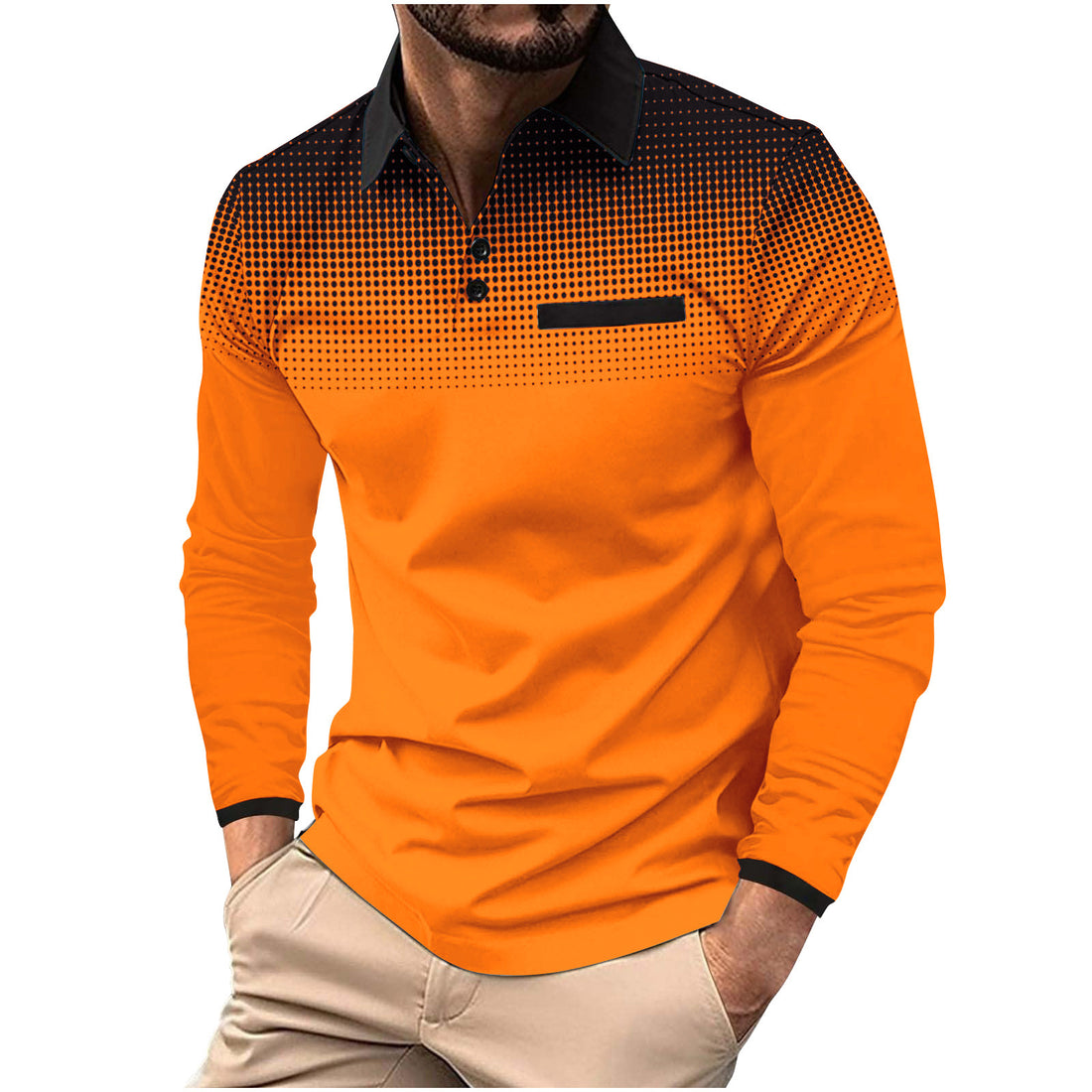 Herren Langarm Poloshirt mit modernen Designelementen – Cavello