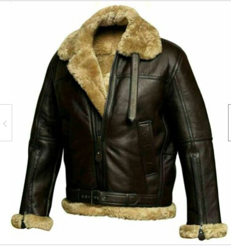 Herren Lederjacke mit Kunstfellkragen Echoarchiv