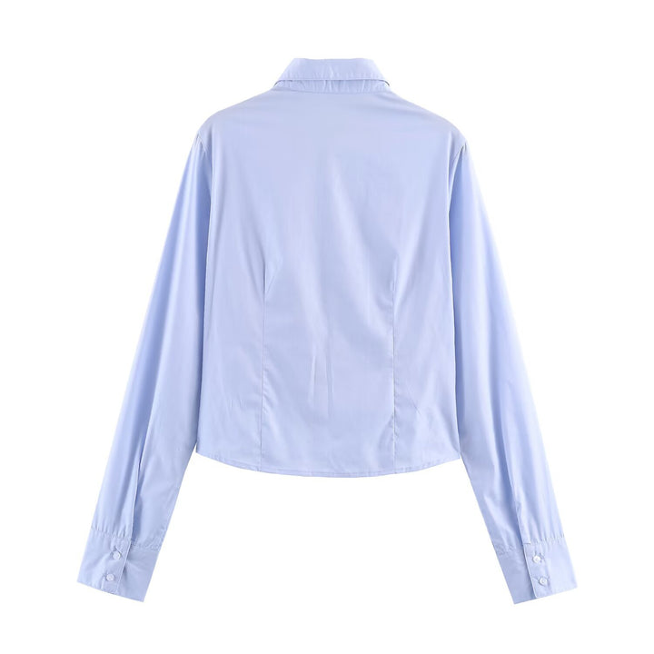 Damen Hemdbluse mit Smock‑Raffung und klassischem Kragen Echoarchiv
