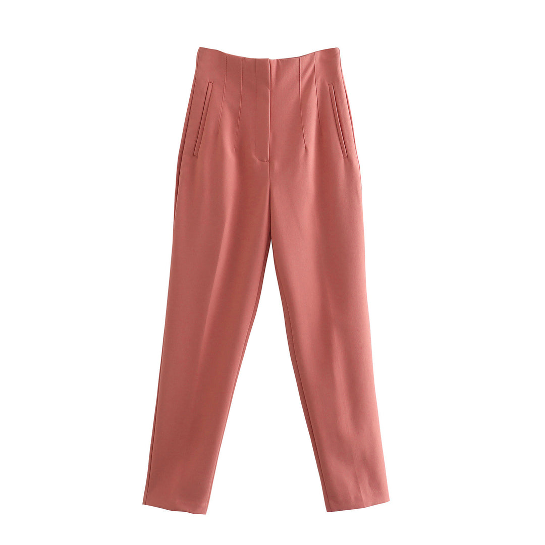 Damen Hochtaillierte tapered Anzughose mit Bügelfalte und Paspeltaschen Echo Archiv