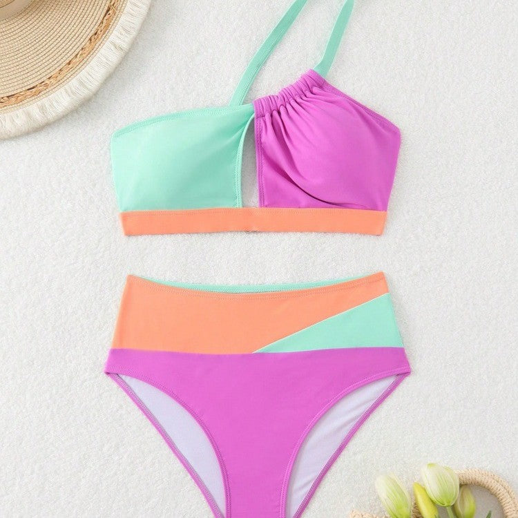 Damen Bikiniset mit asymmetrischem Schnitt und hohem Bund Echo Archiv