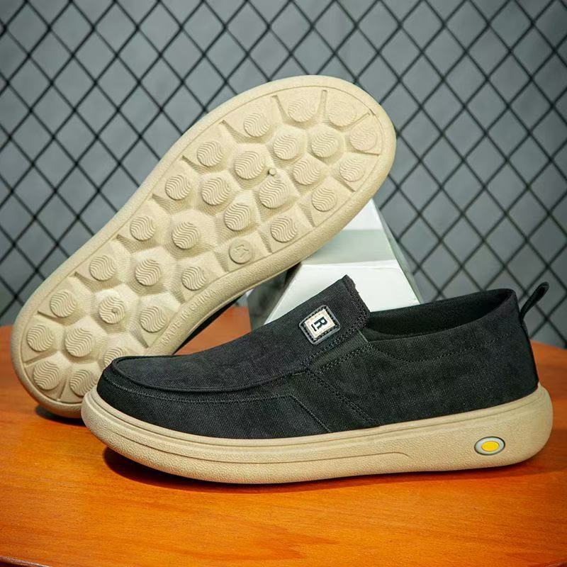 Herren Canvas-Slip-On Freizeit-Slipper mit ergonomischer Komfortplateau-Sohle Echoarhiv