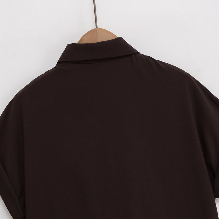 Damen Kurzarmbluse mit Knotendetail und elegantem Schnitt Echo Archiv