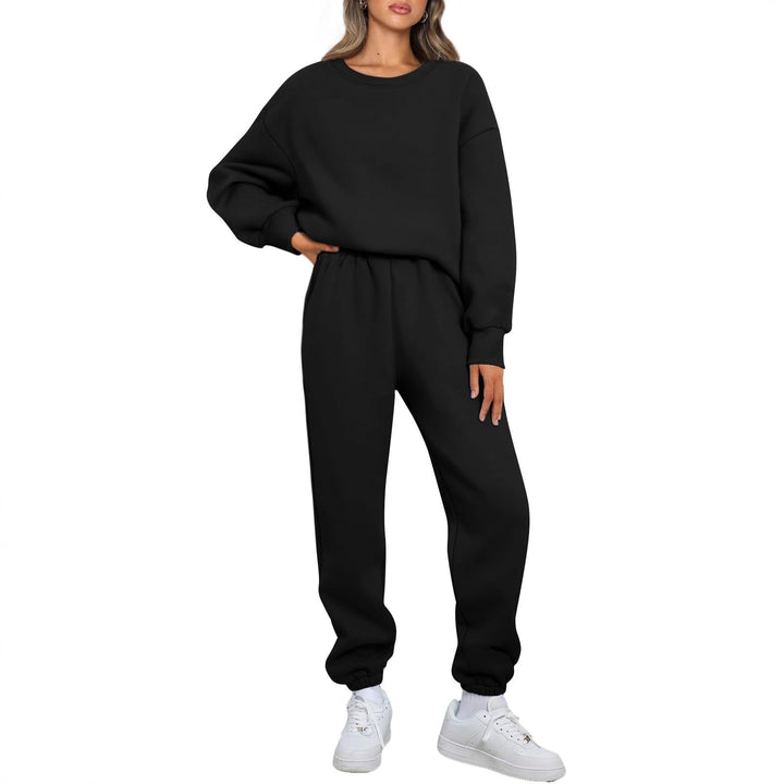 Damen gemütliches zweiteiliges Lounge-Set aus French-Terry mit Oversize-Sweatshirt und taillierter Jogginghose – Élanora