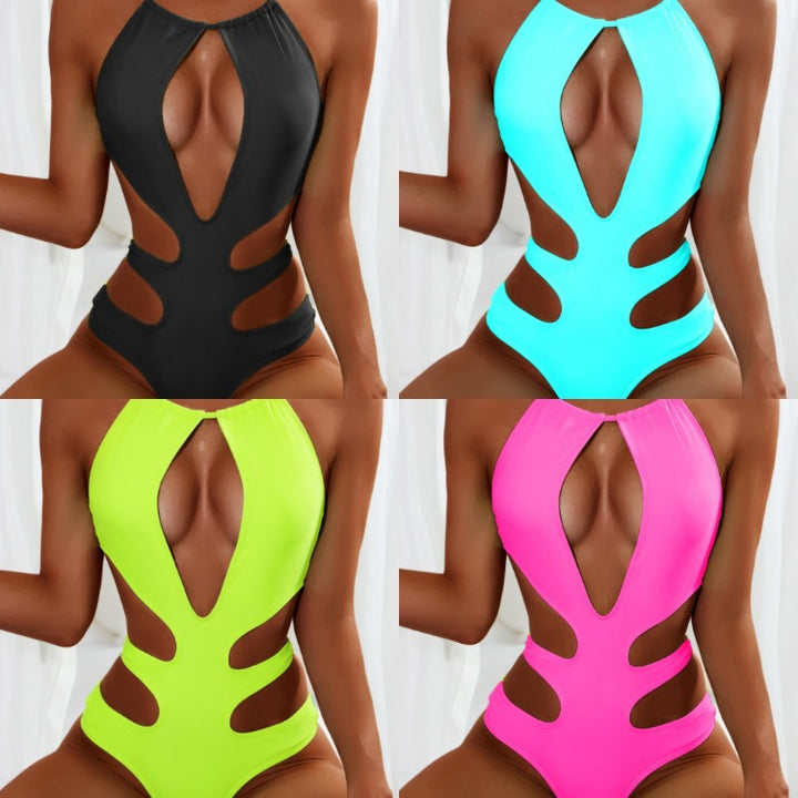Damen Einteiler Badeanzug mit tiefem V-Ausschnitt und modischen Cut-Out-Details Echo Archiv