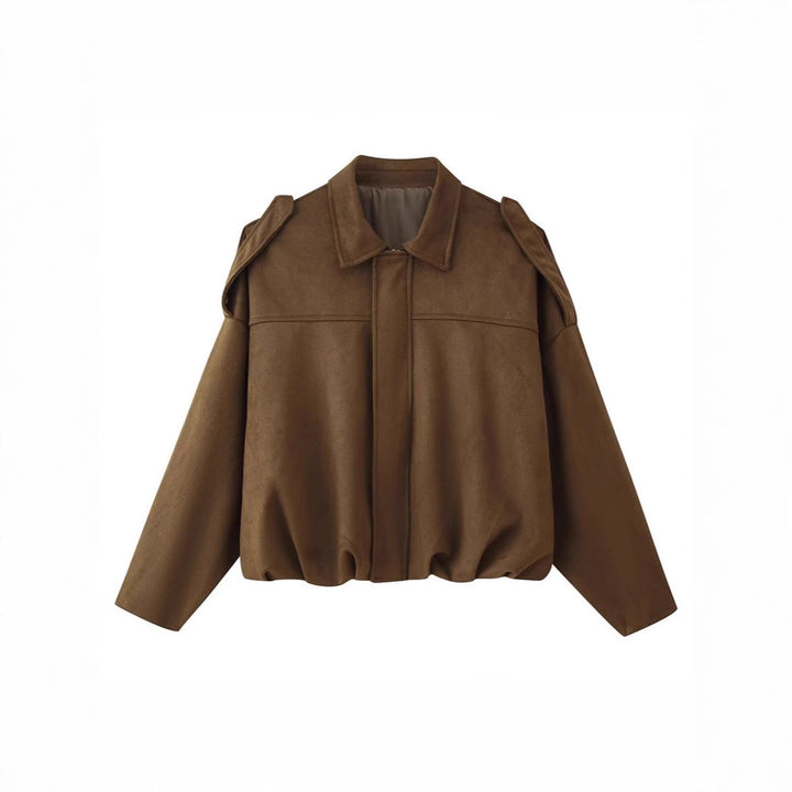 Damen Kurzgeschnittene Oversize Blousonjacke mit Schulterklappen – Célinea