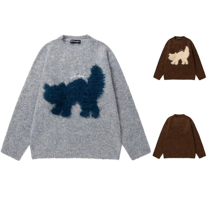 Damen Gemütlicher Pullover mit Effektgarn und Tiermotiv Echoarchiv
