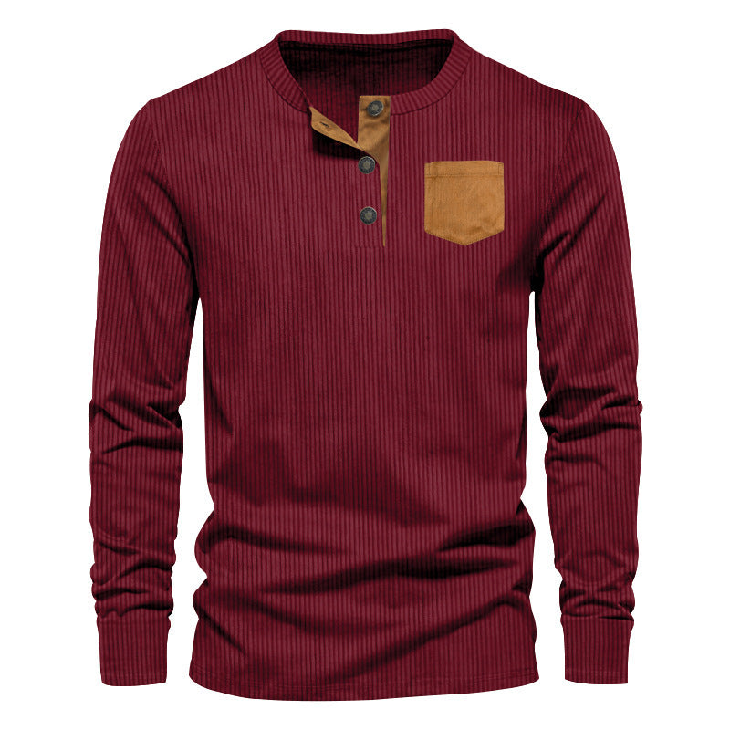 Herren Rippenfeinstrick Langarmshirt mit Slim‑Fit und Stehkragen – Arvello