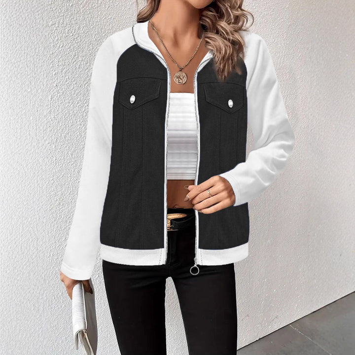 Damen Kapuzen‑Sweatjacke mit Jeansoptik‑Front, Brustklappen und Reißverschluss Echoarchiv