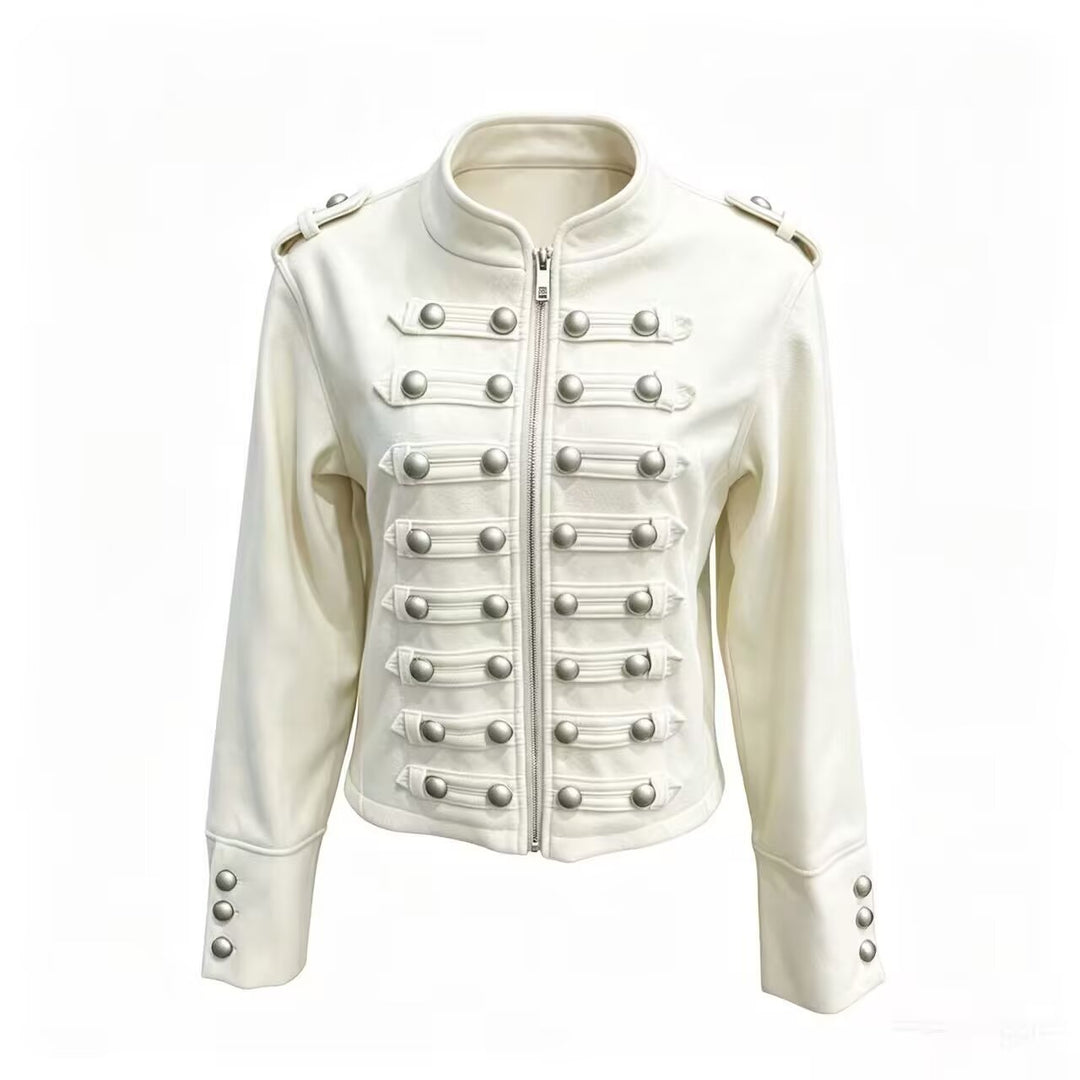 Damen Kurzjacke im Military‑Stil mit Stehkragen, Zierknopfleiste und Schulterklappen Echo Archiv