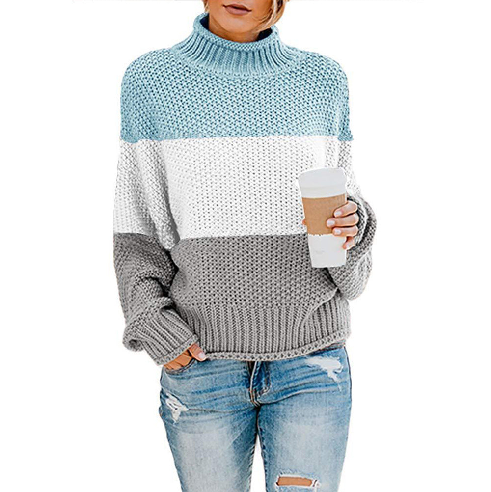 Damen nan grobstrick Rollkragenpullover mit Oversize-Schnitt und Blockstreifen-Optik Echo Archiv