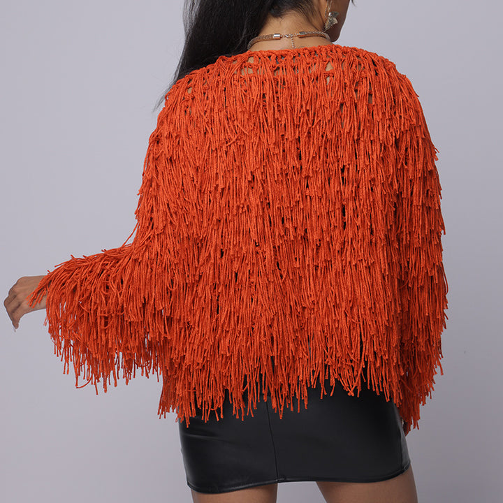 Damen Fransen-Pulloverjacke mit offenem Schnitt und stylischem Design Echo Archiv