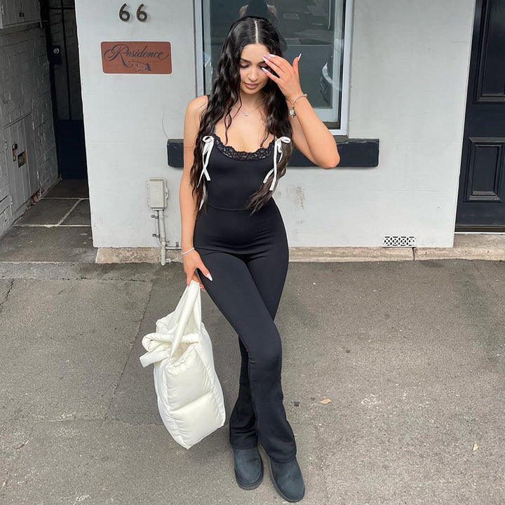 Damen Jumpsuit mit Spitze und verstellbaren Trägern Echo Archiv