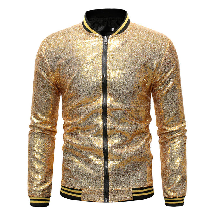 Herren Glitzernde Sportjacke mit Reißverschluss und elastischen Bündchen Echoarchiv