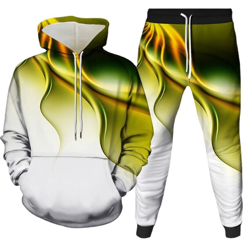 Herren Kapuzenpullover und Jogginghose Set mit modernem Grafikausdruck Echoarchiv