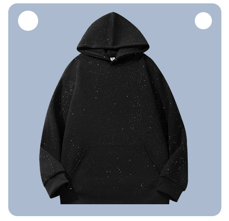 Unisex Oversize-Kapuzenpullover aus French-Terry mit Kängurutasche & dezenter Sprenkeloptik Echoarchiv