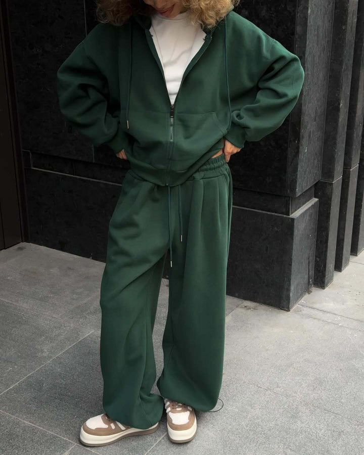 Damen nan weites Lounge-Set mit Zip-Hoodie, Kängurutasche und extraweiter Highwaist-Jogginghose Echo Archiv