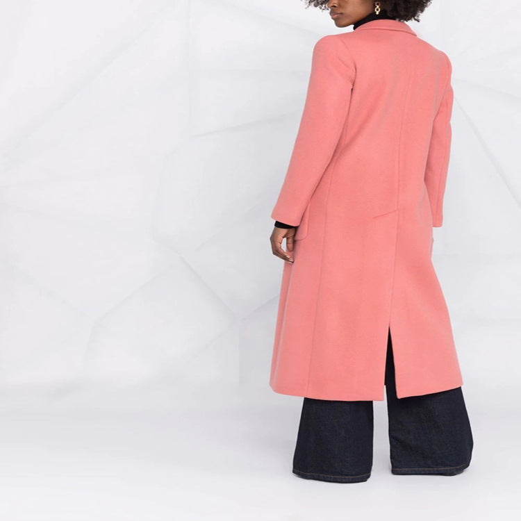 Damen Maxilanger taillierter Wollmix-Mantel im Clean-Tailoring mit betonter Schulter Echoarchiv