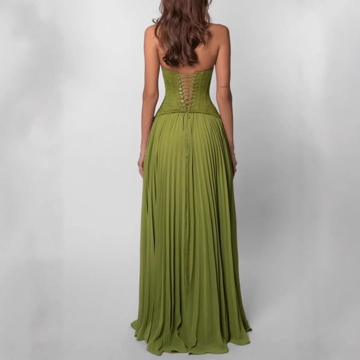 Damen Elegantes Maxikleid mit tiefem V-Ausschnitt und fließendem Rock Echo Archiv