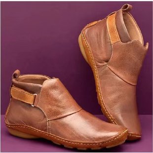 Damen Weiche Leder‑Stiefelette mit Klettverschluss, ergonomischer Laufsohle und gepolstertem Fußbett – Varelle
