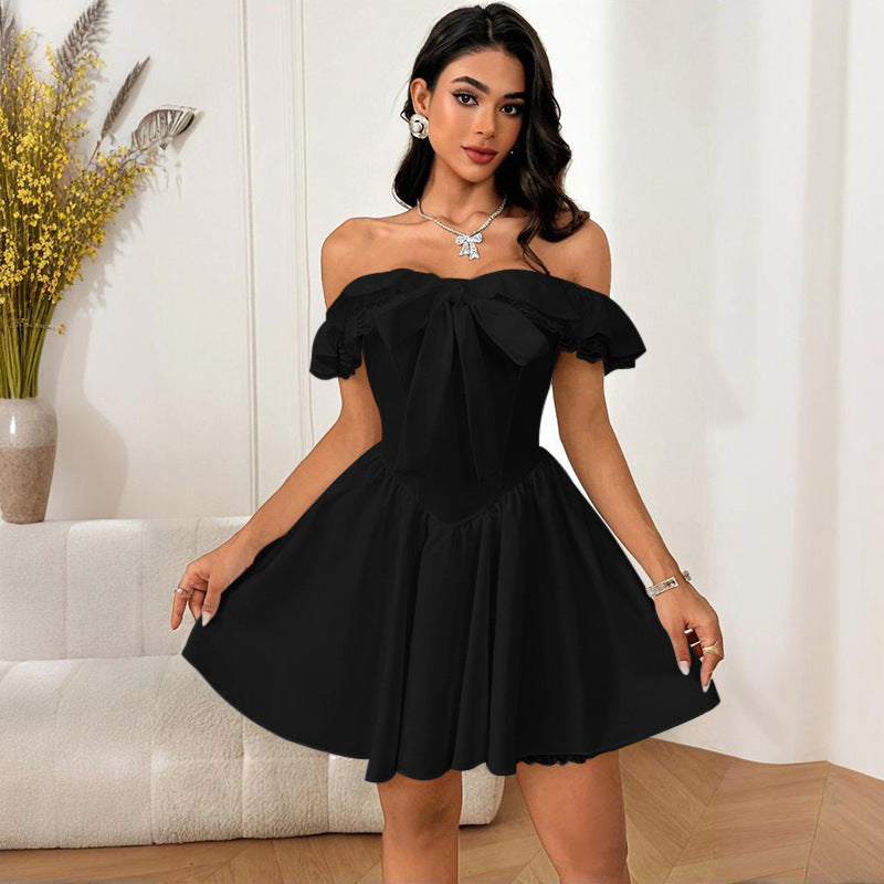 Damen Off-Shoulder Kleid mit verspieltem Schleifendetail Echo Archiv