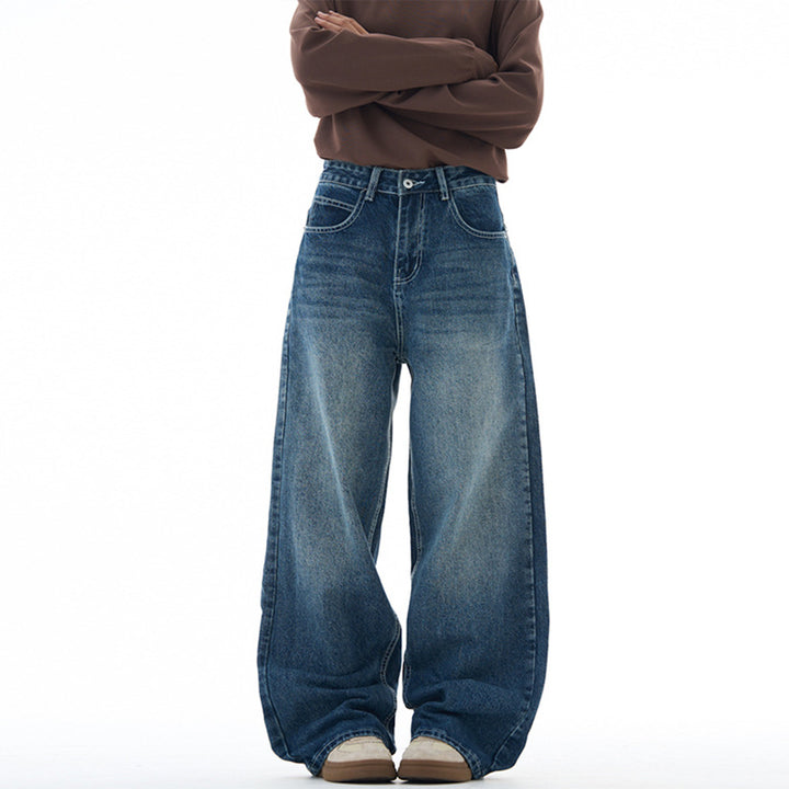 Damen Extraweite Highwaist-Palazzo-Jeans aus Vintage-Denim mit gerundetem Saum Echo Archiv