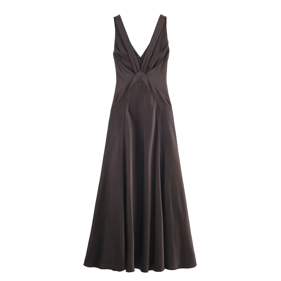 Damen Maxikleid mit elegantem V-Ausschnitt und raffiniertem Schlitz Echo Archiv