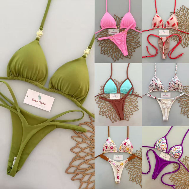 Damen Triangel-Bikini mit frischem Melonenmuster Echo Archiv