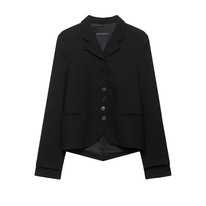 Damen Kurzer taillierter Blazer mit asymmetrischem Saum und durchgehender Knopfleiste Echo Archiv