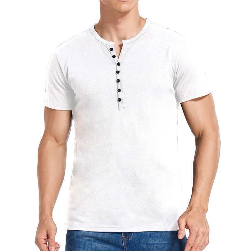Herren Kurzarm-Henley-Shirt mit eleganter Knopfleiste Echoarchiv