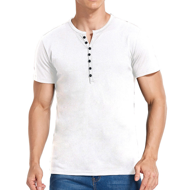 Herren Kurzarm-Henley-Shirt mit eleganter Knopfleiste Echoarchiv