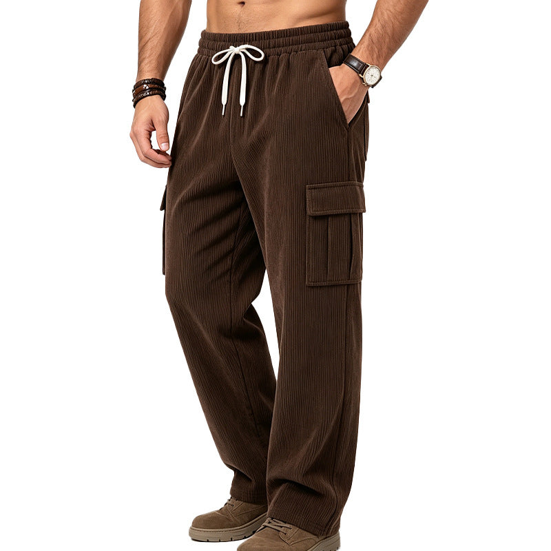 Herren Lässige Cord-Cargo-Hose mit elastischem Bund und Kordelzug Echoarchiv
