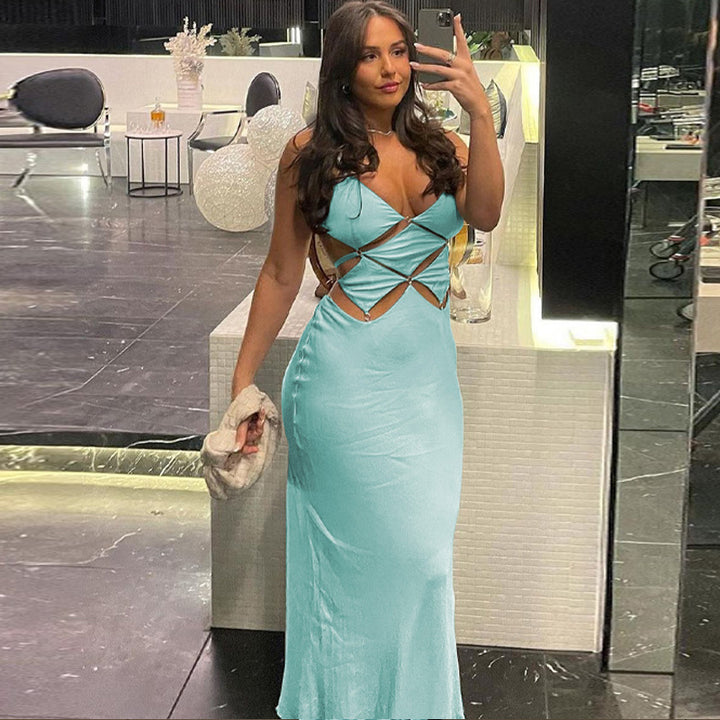 Damen glamouröses Maxikleid mit einzigartigem Schnitt und eleganten Schlaufen Echo Archiv