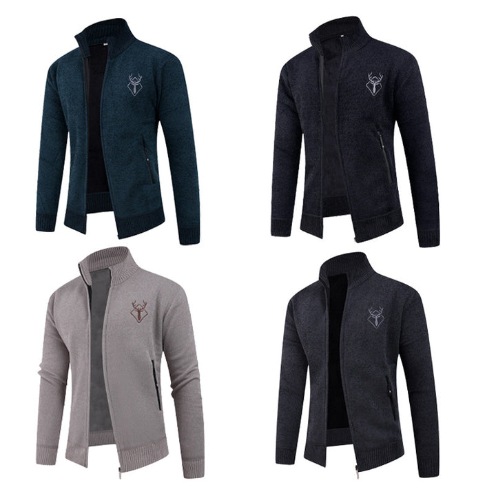 Herren Strickjacke mit hohem Kragen und praktischen Reißverschlusstaschen Echoarchiv