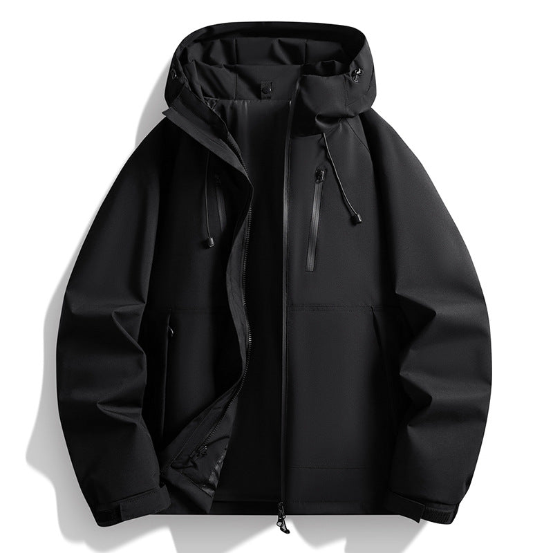 Herren Softshelljacke mit Kapuze, winddichter Außenlage, verstellbarem Saum & Reißverschluss-Taschen Echo Archiv