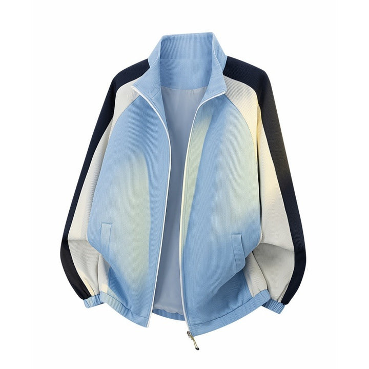 Herren Sportlich-urbane Oversize Zip-Trainingsjacke mit Stehkragen und Kontrast-Einsätzen Echoarchiv