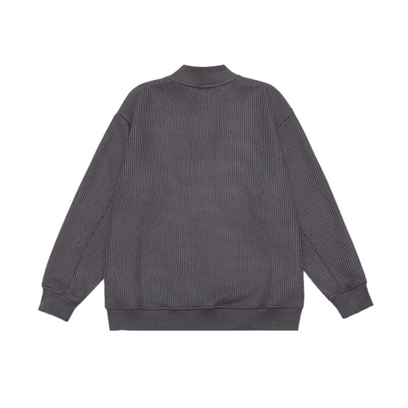 Unisex Feinstrukturiertes Mockneck-Sweatshirt mit Halbzip und eingearbeiteter Hemdblende Echoarchiv